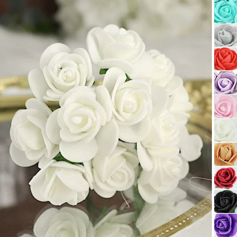 4" Faux ROSES  ARTIFICIAL FOAM FLOWERS Stems Party Event Wedding DIY Decorations Bouquet