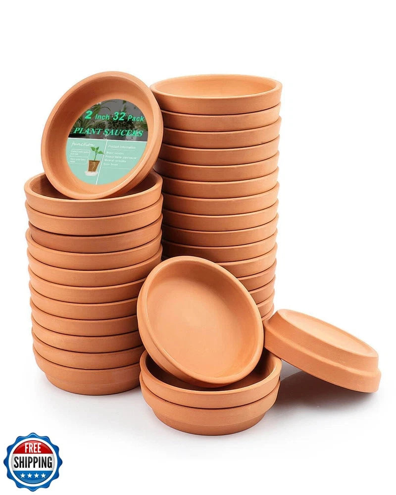 vensovo 2 Inch Terracotta Plant Saucer Pots Tray - 32 pcs Mini Planter Saucer Garden Plants