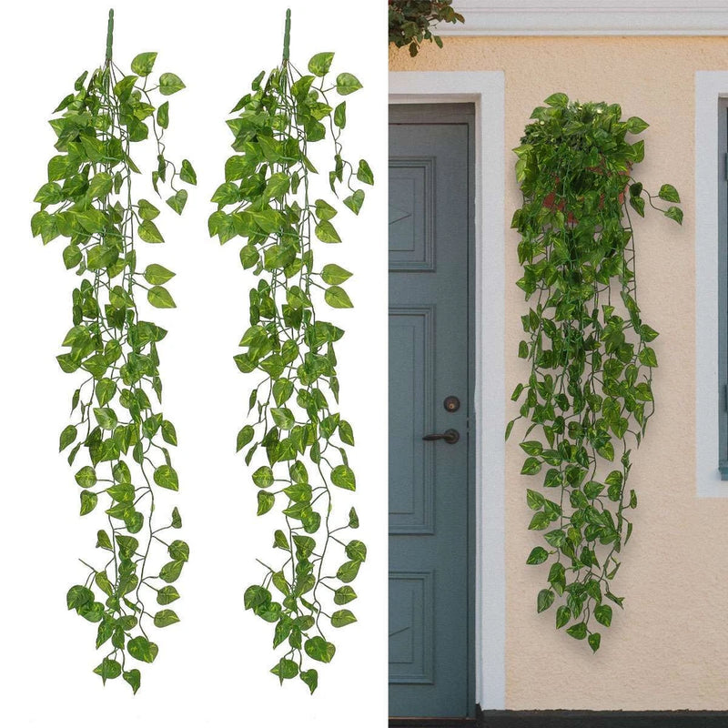 2/4 Pcs Artificial Ivy Leaf Plants Vine Hanging Garland Fake Flower Home Decor Green Plant