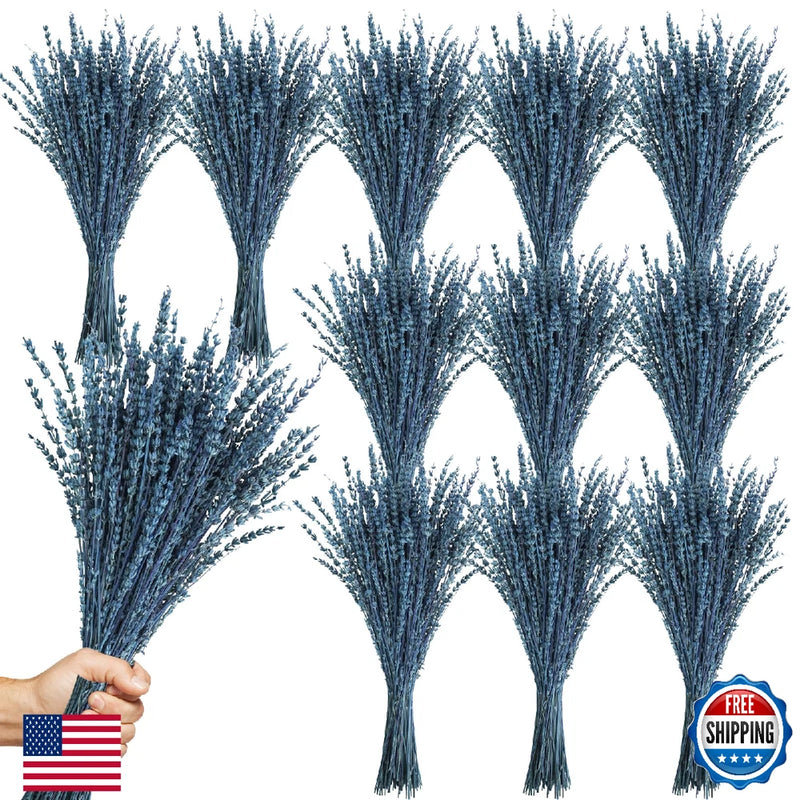 Uieke 12Pack Dried Lavender Flowers Bundles, 16" Dried Blue Flowers Preserved La Dried Flower