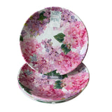 NEW Shabby Chic Pink Floral Hydrangea Melamine Dinner Plates 11in Set of 4 Hydrangea