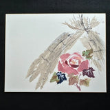 Japanese handmade paper collage cutout picture Wide size "Peony flower" #4369 Peony