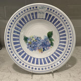 Shabby Chic Stripes Dots Floral Hydrangea Blue White Melamine 14" Serving Bowl Hydrangea