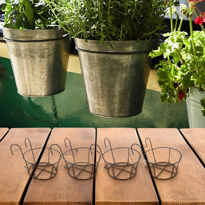 4pcs Hanging Flower Stand with Fence Hook for Garden and Balcony Decor Garden Plants