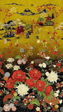 24" X 44" Panel Lotus Garden Asian Blossoms Flowers Cotton Fabric Panel D480.69 Flowering Plants