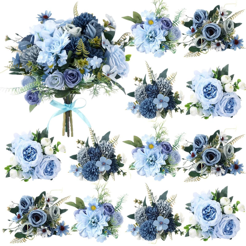 12 Bundles Valentine's Artificial Flowers Peonies Silk Rose Faux Dahlia Fake ... Hydrangea