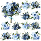 12 Bundles Valentine's Artificial Flowers Peonies Silk Rose Faux Dahlia Fake ... Hydrangea
