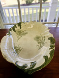Limoges O.C.C.O. Porcelain Platter Plate White, Green Flowers Carnations Ruffled Carnation