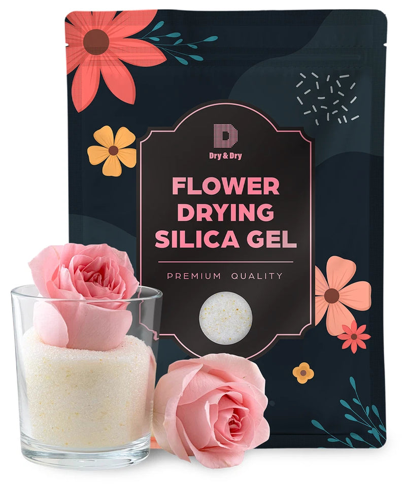 Flower drying silica gel desiccant pouch with pink rose and floral graphics