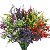 8 Bundles Artificial Flowers UV Resistant Fake Plants Outdoor Home Garden Decor Green Plant