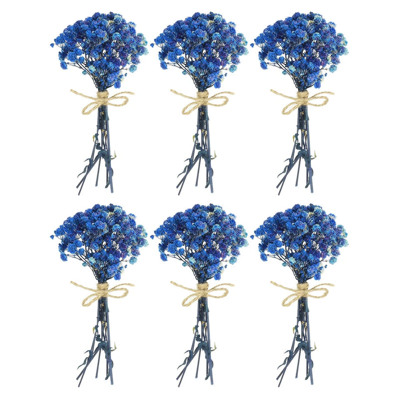 6 Pcs Mini Dried Flower Bouquet Baby's Breath Boho DIY Gift Dark Blue Dried Flower