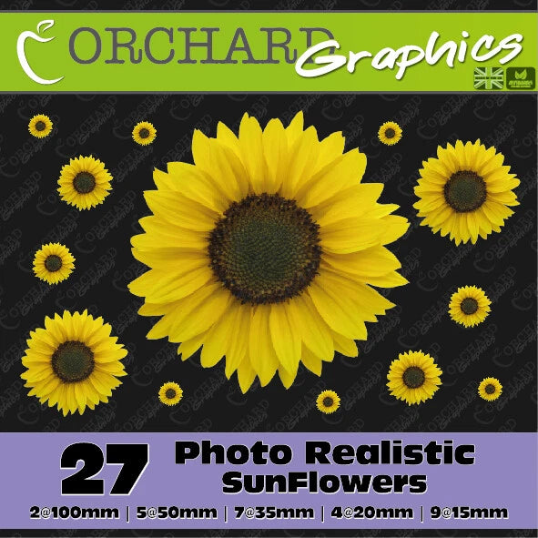 27 SunFlower Car Stickers Vinyl Decals Graphics Bedroom Wall Art Realistic Sunflower