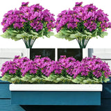 8 Bundles Realistic Artificial Flowers Plants, UV Resistant Fake Violet Flowe... Green Plant