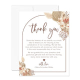 Boho Arch and Pampas Grass Personalized Wedding Thank You Cards with Message,... Pampas Grass