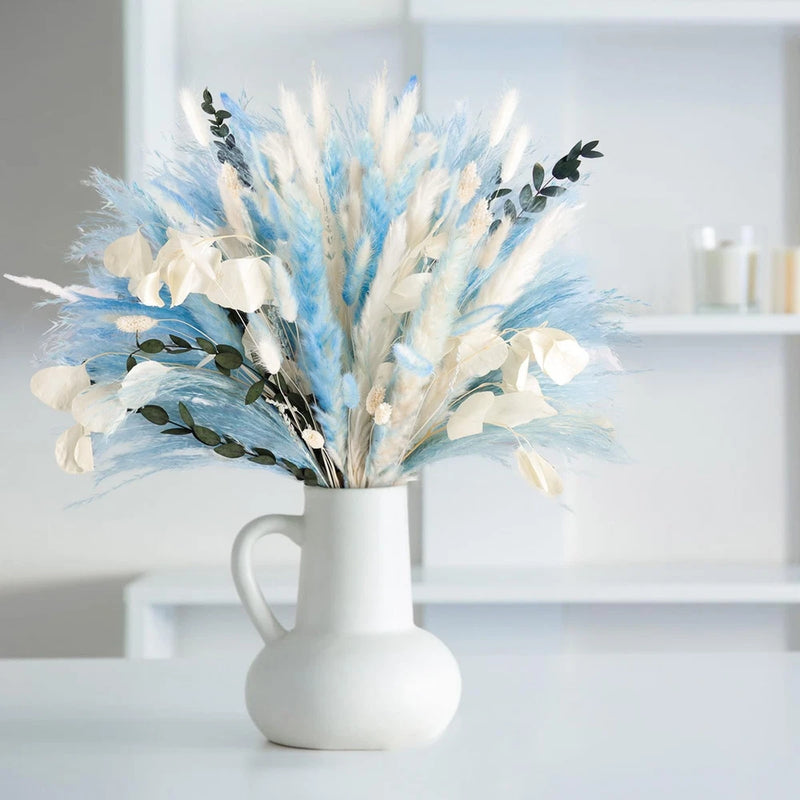 NT NETING 101Pcs Blue Pampas Grass Decor Natural Dried Floral Pampas Grass Li... Pampas Grass