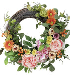 Bibelot 16 Inch Artificial Peonies Hydrangea Wreath Pink Peony Hydrangea Flowers Hydrangea