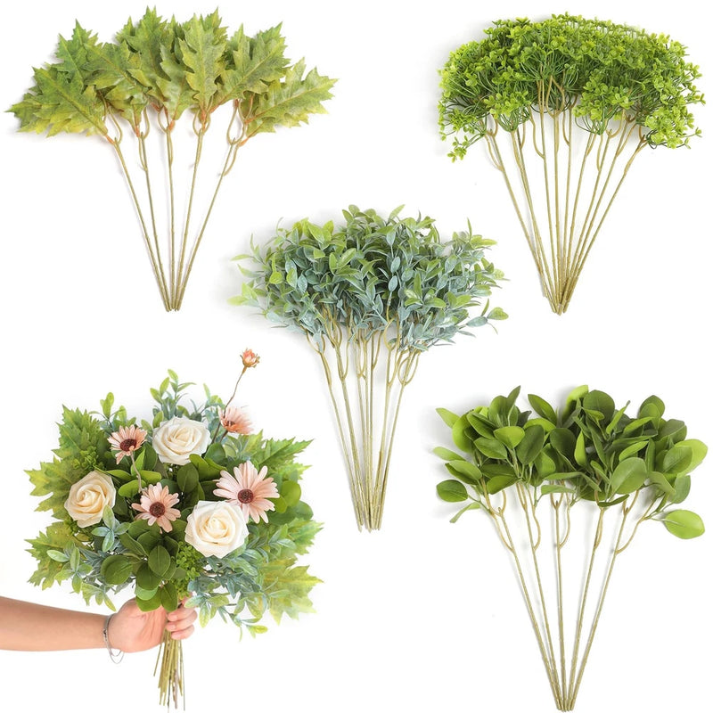 GAATEEK ARTIFICIAL GREENERY STEMS BOX SET - 30PCS WITH 4 KINDS OF MIXED - GREEN Green Plant