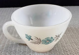 Vintage 1950s Fire King Oven Ware Bonnie Blue Carnation Flower Coffee Teacup USA Carnation