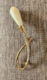 Vintage Large Calla Lily Pearl Flower Gold Rhinestone 3.5" Pin Brooch Spring Lily