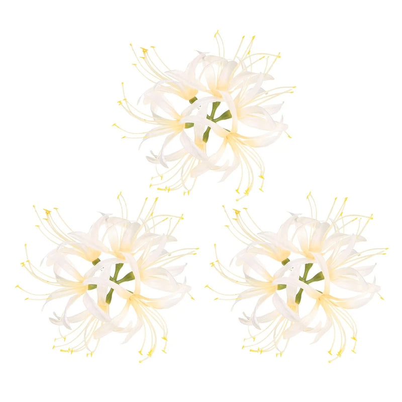 Champagne spider lily artificial flower heads, set of 3 with long stamens