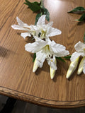 LARGE SILK EXOTIC WHITE TIGER LILY FLOWER 6"- 6.50" LONG STEM 34-35" Lily