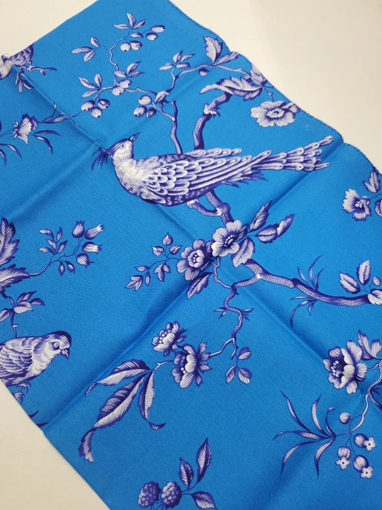 Jennifer Paganelli Fabric Birds Floral Blue  Sew Quilt Cotton OOP FAT QUARTER Flowering Plants