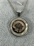 ESTER MOTHER PEARL 14K GOLD ACCENTS JANUARY FLOWER CARNATION 925 SILVER NECKLACE Carnation