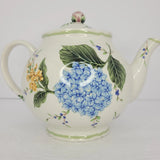 Princess House Exclusive Vintage Garden Floral 8C Large Teapot Hydrangea Flowers Hydrangea