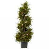 43" INDOOR OUTDOOR REALISTIC ARTIFICIAL FAKE CEDAR SPIRAL TOPIARY TREE w/ LIGHTS Green Plant
