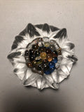 Vintage Sunflower Art Glass Hand Blown Multicolor Flower Faceted Paperweight Sunflower