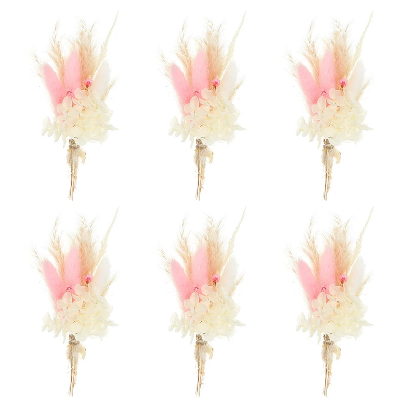 6 Pcs Mini Grass Dried Flower Bouquet Baby's Breath Boho Dark Pink Dried Flower