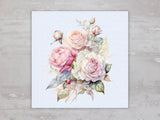 Romantic French Country Chic Pink Roses Fabric Panel Sewing Quilting Block A179 Roses