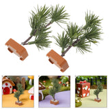 2 Pcs Miniature Plants Fake Dollhouse Decoration Accessories Miniatures Green Plant