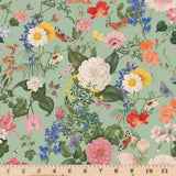 Nature's Portrait Main Sage CD15670-SAGE  100% Cotton Fabric By half yard Flowering Plants