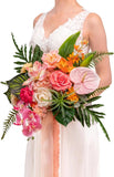 13" Tropical Silk Orchid Wedding Bouquet for Bride & Graduation Bouquet