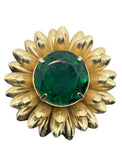 Marvella signed gold tone green rhinestone sunflower 3D flower brooch pin Sunflower