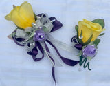 Wrist Corsage Purple Lavender Silver Yellow Wedding Dance Homecoming Flowers Bouquet
