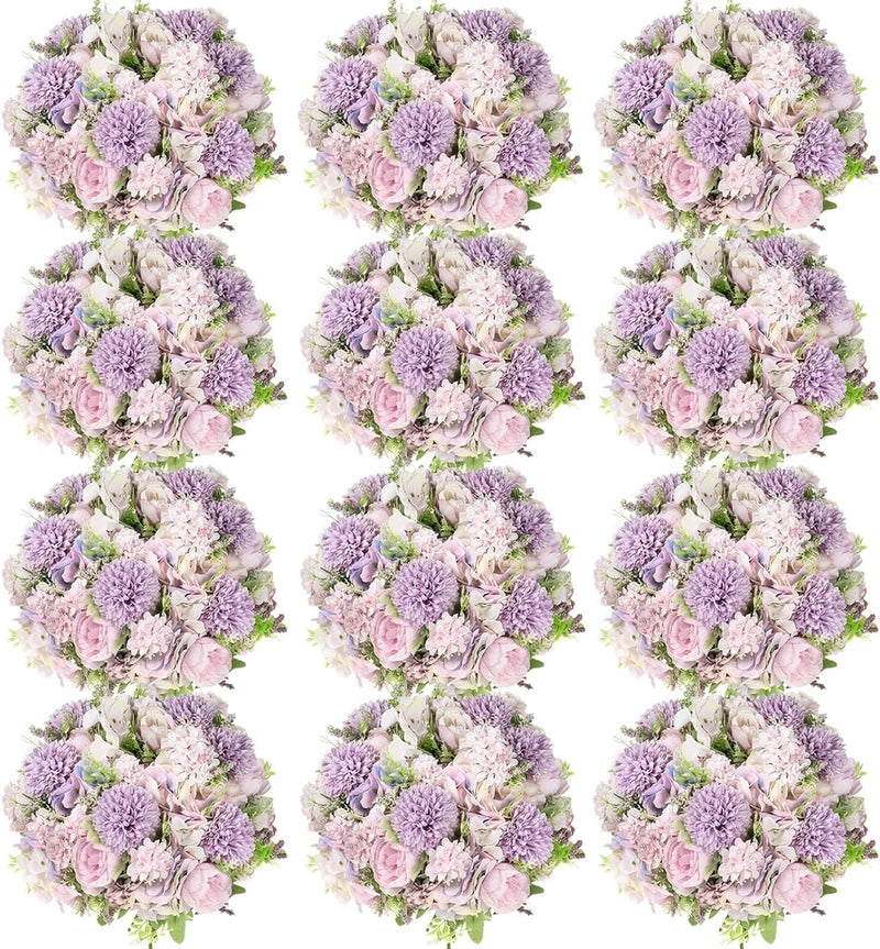 Light Purple Silk Peony & Hydrangea Bouquet - 12 Bundles for Decor Peony