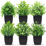 Der Rose 6 Pack Fake Plants Mini Artificial Plants for Home Office Farmhouse Green Plant