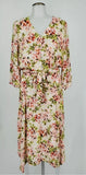 J. Jill Pebble Hydrangea Gauzy Floral Print Midi Dress L Romantic Beachy Flowy Hydrangea
