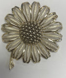 Vintage Signed  Sarah Coventry Sunflower Gerber Daisy Pin / Brooch Gold Tone Sunflower