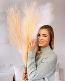 3Pcs 43 Inches Tall Faux Pampas Grass Decor - Artificial Pompous Grass Large Pampas Grass