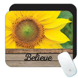 Gift Mousepad : Sunflower Believe in Yourself Flower Floral Yellow Decor Quote Sunflower