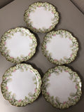 5 VTG ELITE S M LIMOGES PLATE W/HAND PAINTED GREEN GOLD TRIM HYDRANGEAS Hydrangea