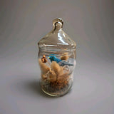 VTG Apothecary Jar Dried Floral Terrarium with Blue Bird Dried Flower