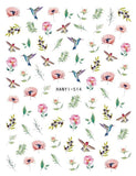 Birds Flower Nail Sticker Peony Strawberry Guava Daisy Sunflower Branch Decal Sunflower