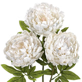 3PCS White Peony Artificial Flower Stems 29.1in Long Stem Fake Peonies Silk F... Peony
