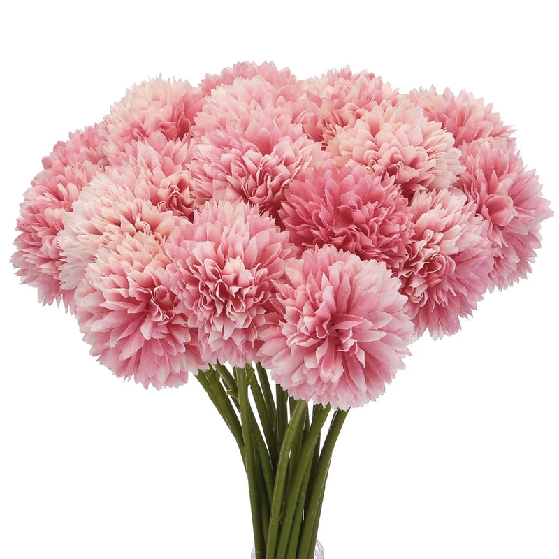 Artificial Flower Heads, Silk Chrysanthemum Hydrangea Dark Pink Faux 20Pcs Hydrangea