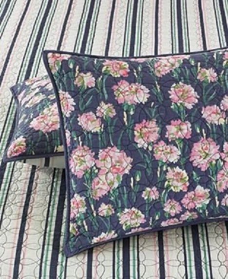 Set of 2 Martha Stewart Carnation Field Standard Pillow Sham Quilted - NIP Carnation