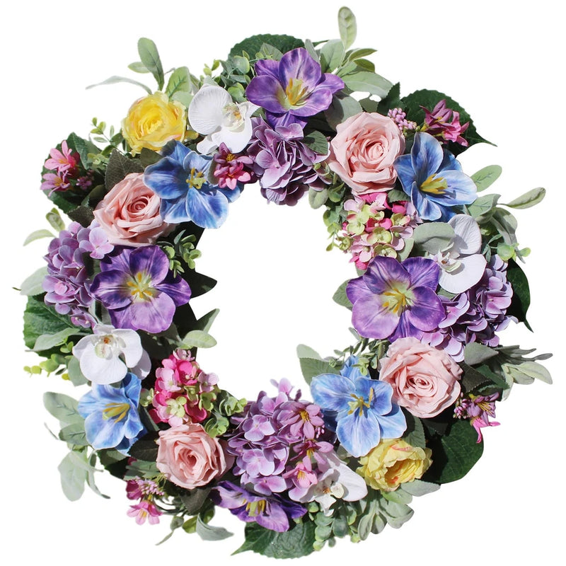 24 Inch Spring Summer Wreaths for Front Door, Spring Summer Door Wreaths, Artifi Hydrangea